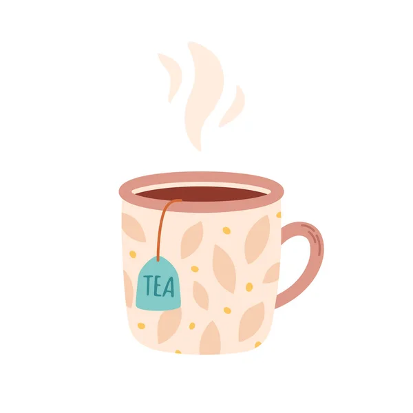 Uma Xícara Chá Quente Bebida Outono Inverno Ilustração Vetorial — Vetor de Stock
