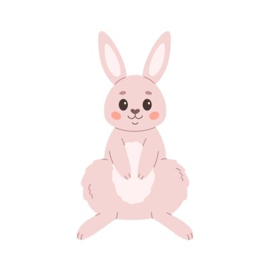 Sevimli beyaz tavşan. Orman hayvanı. Paskalya tavşanı. Vektör illüstrasyonu