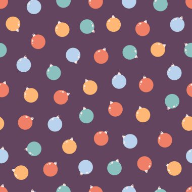 Noel ağacı oyuncakları kusursuz desen. Kumaş, tekstil, ambalaj kağıdı için tasarım. Düz biçimli vektör illüstrasyonu