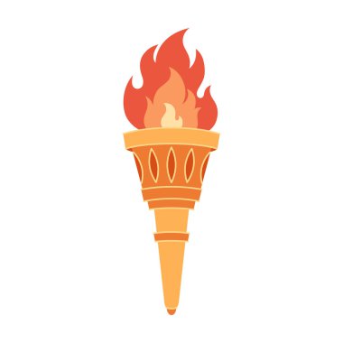 Torch with flame. Symbol of sport competitions. Vector illustration in flat style