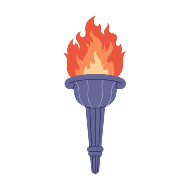 Torch with flame. Symbol of sport competitions. Vector illustration in flat style