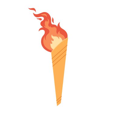 Torch with flame. Symbol of sport competitions. Vector illustration in flat style