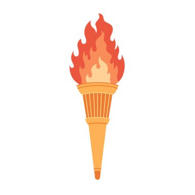 Torch with flame. Symbol of sport competitions. Vector illustration in flat style