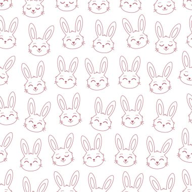 Taslak tavşanın yüzü pürüzsüz. Boyama kitabı. Paskalya tavşanı. El çizimi vektör illüstrasyonu