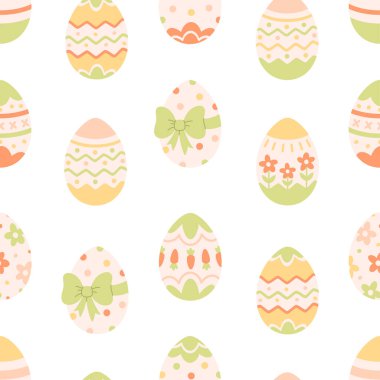Paskalya yumurtaları pürüzsüz. Boyalı yumurtalar. Mutlu Paskalyalar. Düz biçimli vektör illüstrasyonu