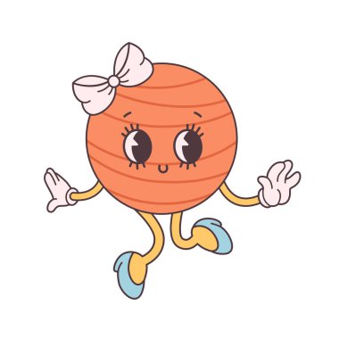 60 'lı ve 70' li yıllarda modaya uygun çizgi film karakteri. Güneş Sistemi, Uzay. Dünya Günü, Gezegeni Kurtarın. Düz biçimli vektör illüstrasyonu