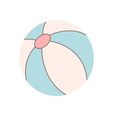 Plaj topu. Plaj tatili, merhaba yaz, yaz tatili. Düz biçimli vektör illüstrasyonu