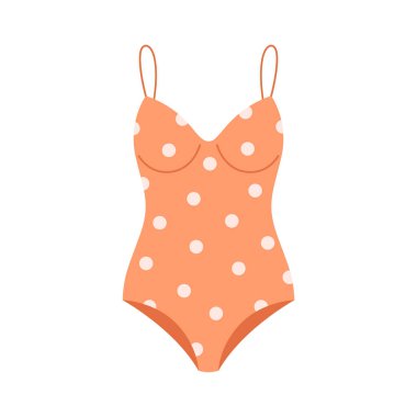 Geçmişe dönük şirin bir mayo. Merhaba yaz, yüzme, plaj zamanı. Düz biçimli vektör illüstrasyonu