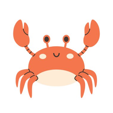 Sevimli yengeç. Deniz hayvanı. Okyanus hayvanları. Düz biçimli vektör illüstrasyonu