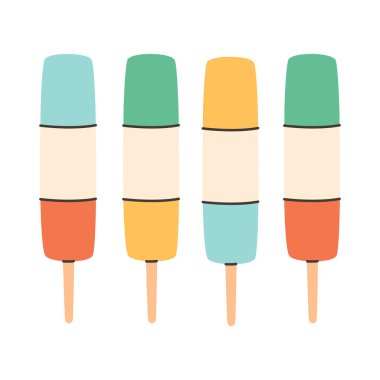 Ice lolly, fruit ice cream. Summertime, summer dessert. Vector illustration in flat style
