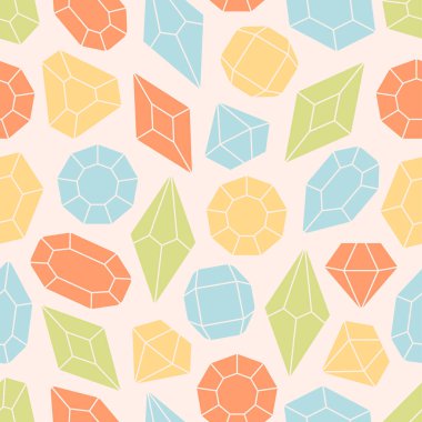 Kristalli, elmaslı, değerli taşlı kusursuz desen. Afişler, duvar kağıtları, tekstil ürünleri, ambalaj kağıtları için kumaş. Düz biçimli vektör illüstrasyonu