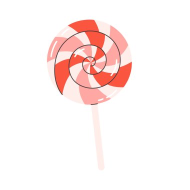 Tatlı şenlikli girdap lolipopu. Tatil tatlıları ve şekerler. Düz biçimli vektör illüstrasyonu