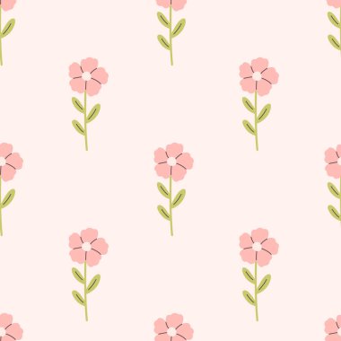 Çiçekli yumuşak, pürüzsüz bir desen. Sevimli minimalist baskı. Tekstil, duvar kâğıdı, ambalaj kağıdı. Düz biçimli vektör illüstrasyonu