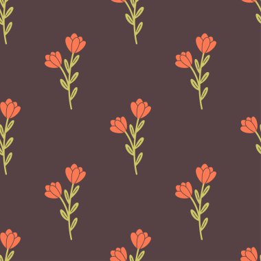 Çiçekli yumuşak, pürüzsüz bir desen. Sevimli minimalist baskı. Tekstil, duvar kâğıdı, ambalaj kağıdı. Düz biçimli vektör illüstrasyonu