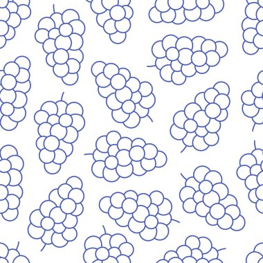 Şirin üzümlü, kusursuz bir desen. Pankart, duvar kağıdı, tekstil, ambalaj kağıdı, arka plan, kartlar için karalama baskısı. Düz biçimli vektör illüstrasyonu