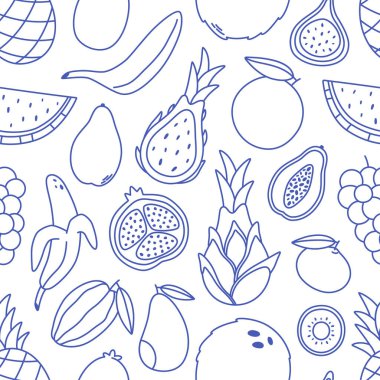 Şekersiz desenli, çizgili meyveli ve meyveli. Pankart, duvar kağıdı, tekstil, ambalaj kağıdı, arka plan, kartlar için karalama meyvesi baskısı. Düz biçimli vektör illüstrasyonu