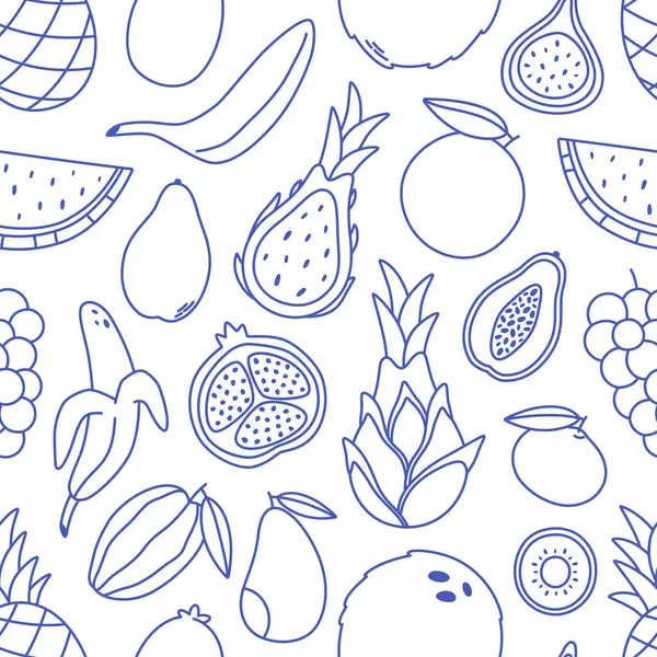 Şekersiz desenli, çizgili meyveli ve meyveli. Pankart, duvar kağıdı, tekstil, ambalaj kağıdı, arka plan, kartlar için karalama meyvesi baskısı. Düz biçimli vektör illüstrasyonu