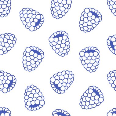 Güzel hatlı ahududu desenli kusursuz bir desen. Pankart, duvar kağıdı, tekstil, ambalaj kağıdı, arka plan, kartlar için karalama baskısı. Düz biçimli vektör illüstrasyonu