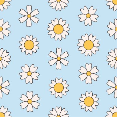 Kusursuz desenli, sıradan çiçekli. Soyut çiçekli geometrik tasarım. Pankart, duvar kağıdı, tekstil, ambalaj kağıdı, arka plan, kartlar için karalama baskısı. Düz biçimli vektör illüstrasyonu