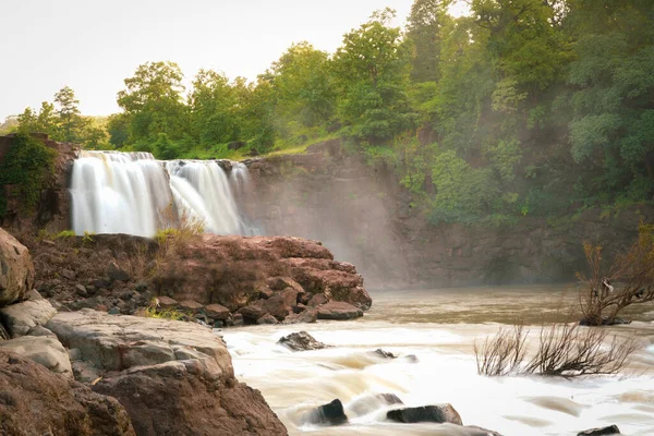 Langzeitbelichtung Wasserfall Indien Natur Landschaft Hintergrund — Stockfoto
