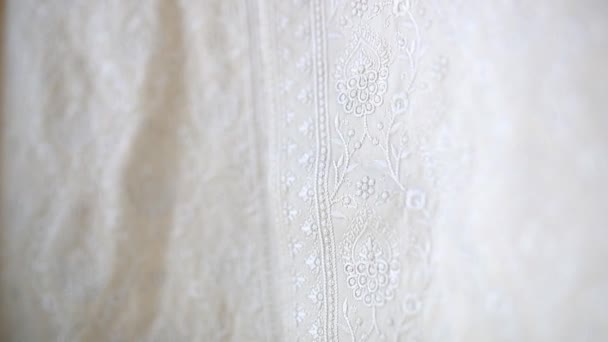 Traditional White Cloth Close Soft Focus — Αρχείο Βίντεο