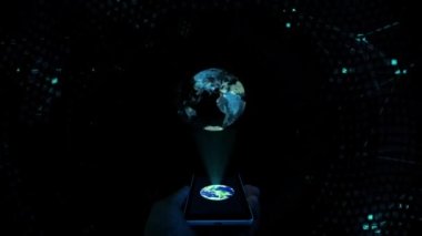 Futuristic background . Abstract Tech Earth moving in 3d Motion Graphic
