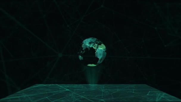 Obrót Ziemi Cyfrowym Piętrze Łączność Data Science Digital Tło Technologii — Wideo stockowe