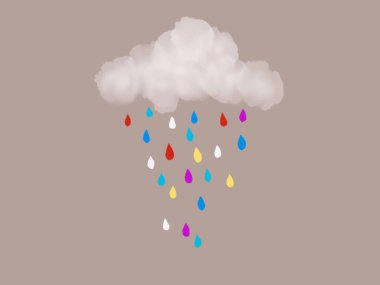 Yağmurlu bulutlar ve renkli damlalar