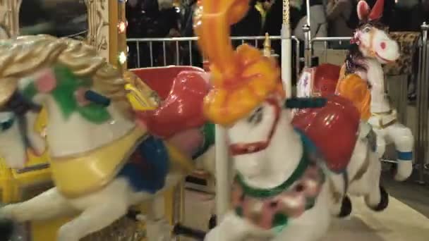 Carrusel Navidad Parque Atracciones Víspera Las Vacaciones Invierno Humor Festivo — Vídeos de Stock