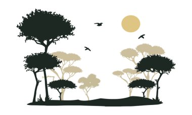 Afrika Savanası manzara vektör silueti
