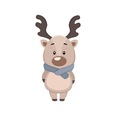 Atkı taşıyıcısı içinde geyik. Geyik vektörü çocukların çizimi ayakta duruyor. 10 saniye.