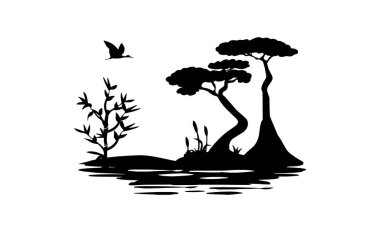 Asya peyzaj vektörünün silueti