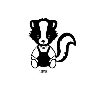 Şirin siyah beyaz kokarca vektör çocukların resimlerini çiziyor.