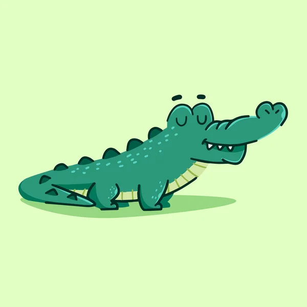 Leuke Alligator Cartoon Vector Cartoon Illustratie — Stockvector