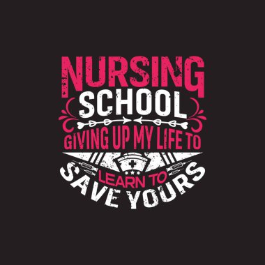 Hemşire tipografik slogan tasarım vektörü.