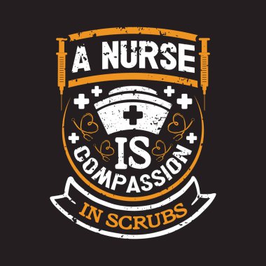 Hemşire tipografik t-shirt tasarım vektörü grafiği