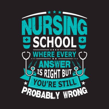 Hemşire tipografik t-shirt tasarım vektörü grafiği