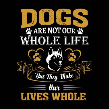 Köpek tipografik alıntılar tasarım vektörü.