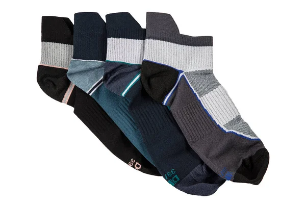 Bunte Socken Verschiedenen Designs Gestrickte Kniehohe Socken Hochauflösendes Foto Isoliert — Stockfoto