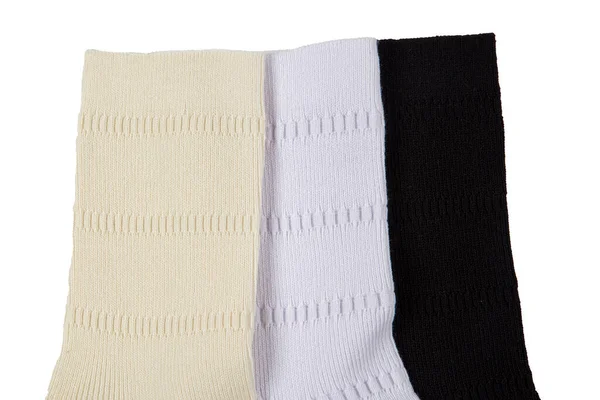 Πολύχρωμες Κάλτσες Διάφορα Σχέδια Πλεκτές Κάλτσες Γόνατος Φωτογραφία Υψηλής Ανάλυσης — Φωτογραφία Αρχείου