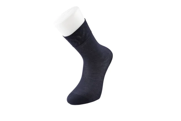 空白长袜设计造型 长而清晰的软袜架 男人穿的高运动服 一套运动短袜 作为广告 品牌的模特和标签 — 图库照片