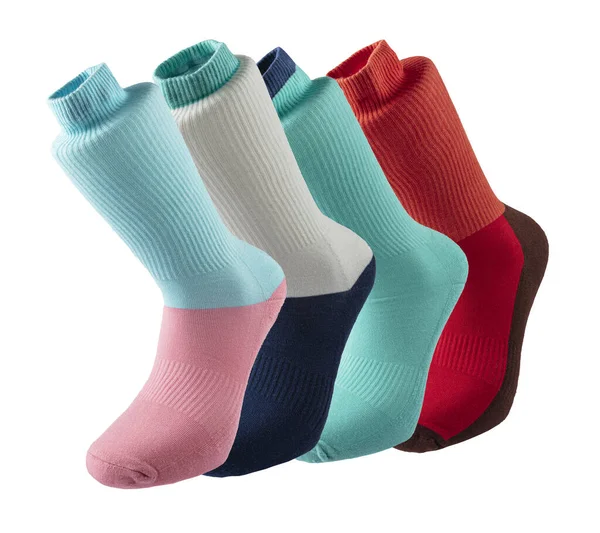 Multicolored Socks Set Different Designs Knitted Knee High Socks High — Stock Photo, Image