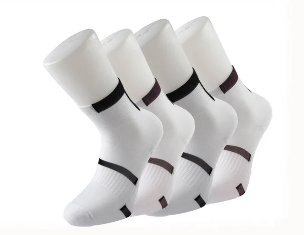 Bunte Socken Verschiedenen Designs Gestrickte Kniehohe Socken Hochauflösendes Foto Isoliert — Stockfoto