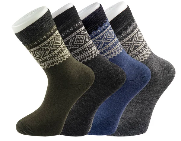 Gestrickte Warme Socken Auf Weißem Hintergrund Ein Gutes Geschenk Für — Stockfoto