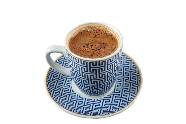 Чашку Турецкого Кофе Выборочный Фокус Турецкий Кофе Белом Фоне — стоковое фото