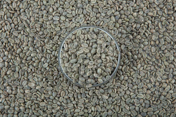 Grüne Kaffeebohnen Aus Nächster Nähe Ungeröstete Kaffeebohnen Oder Grüne Kaffeebohnen — Stockfoto