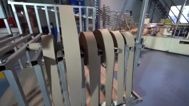 Fabricarea Bobinelor Carton Mașina Fabricat Hârtie Produce Carton Tehnic Vechi — Videoclip de stoc