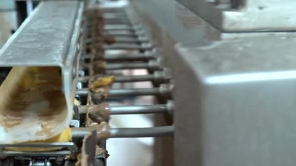 Gătit Multe Bezea Dulce Linia Producție Conceptul Mâncare Dulce Proaspăt — Videoclip de stoc