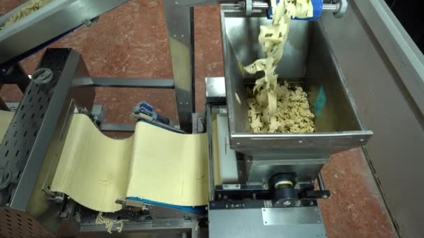 Primer Plano Del Proceso Producción Automática Máquinas Una Fábrica Dumpling — Vídeo de stock