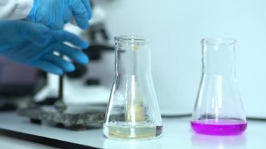 Laboratuvarda gıda numunesi üzerinde kalite kontrol uzmanı teftişi. Kalite kontrol laboratuvarında yumurtalar. Gıda laboratuarında numunelerle bilim ekibi.